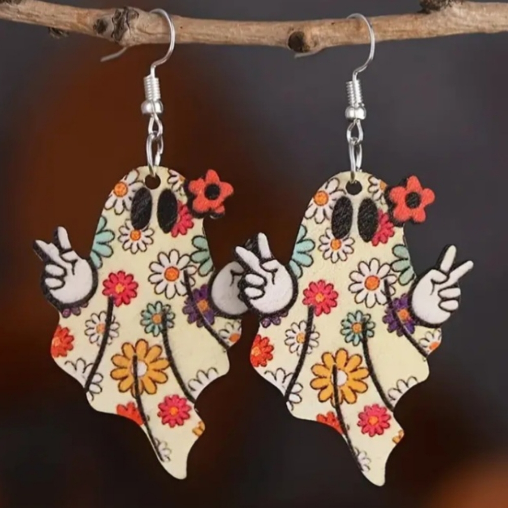 Cute peace and love ghost earrings